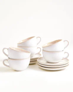 New Areia 6-Piece Set Cappuccino Cup & Small Saucer classic Tassen-Sets|Tassen Mit Untertassen