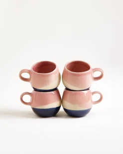 Bica - Set of 4 Espressocups pink navy cream Tassen-Sets