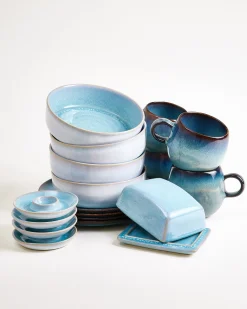 Discount Geschirr-Set Blue Horizon aqua grünblau 17-teilig Mix & Match Sets %