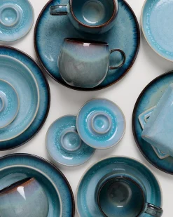 Discount Geschirr-Set Blue Horizon aqua grünblau 17-teilig Mix & Match Sets %