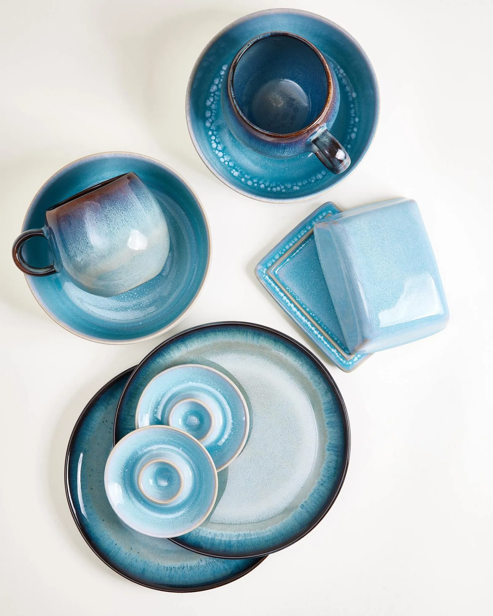 Best Geschirr-Set Blue Horizon aqua grünblau 9-teilig Geschirrset Für 2 Personen|Mix & Match Sets %