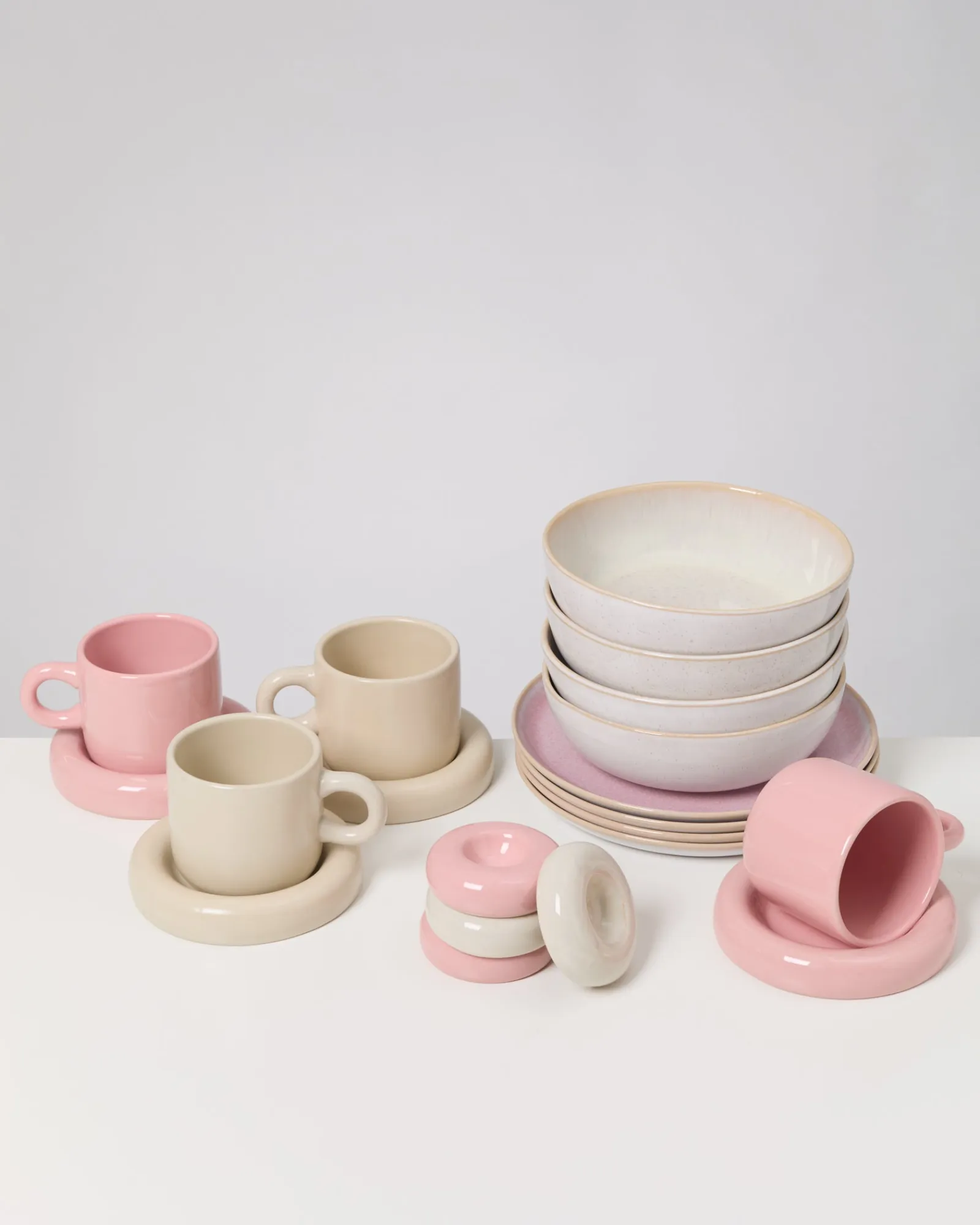 Hot Geschirr-Set Morning Blush rosa sand 16-teilig Geschirrset Für 4 Personen|Mix & Match Sets %