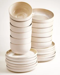 Hot Lorosa Geschirr-Set modern sand 24-teilig Geschirrset Für 6 Personen