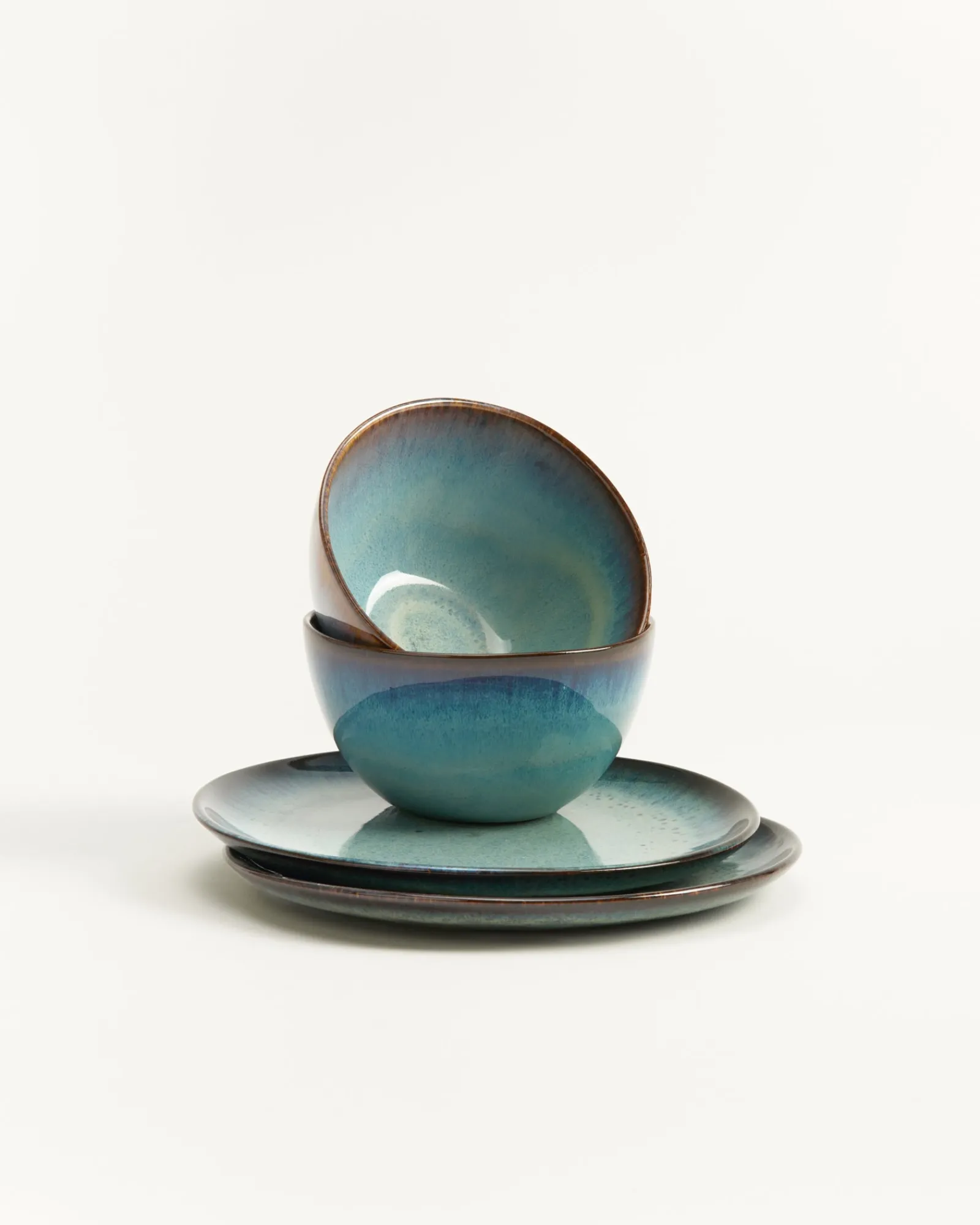 New Madeira Frühstücks-Set grünblau 4-teilig Geschirrset Für 2 Personen|Frühstücks-Sets %