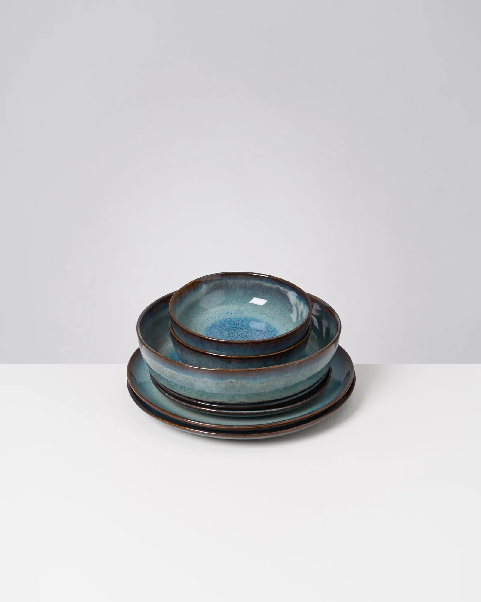 Hot Madeira Geschirr-Set modern grünblau 7-teilig Geschirrset Für 2 Personen