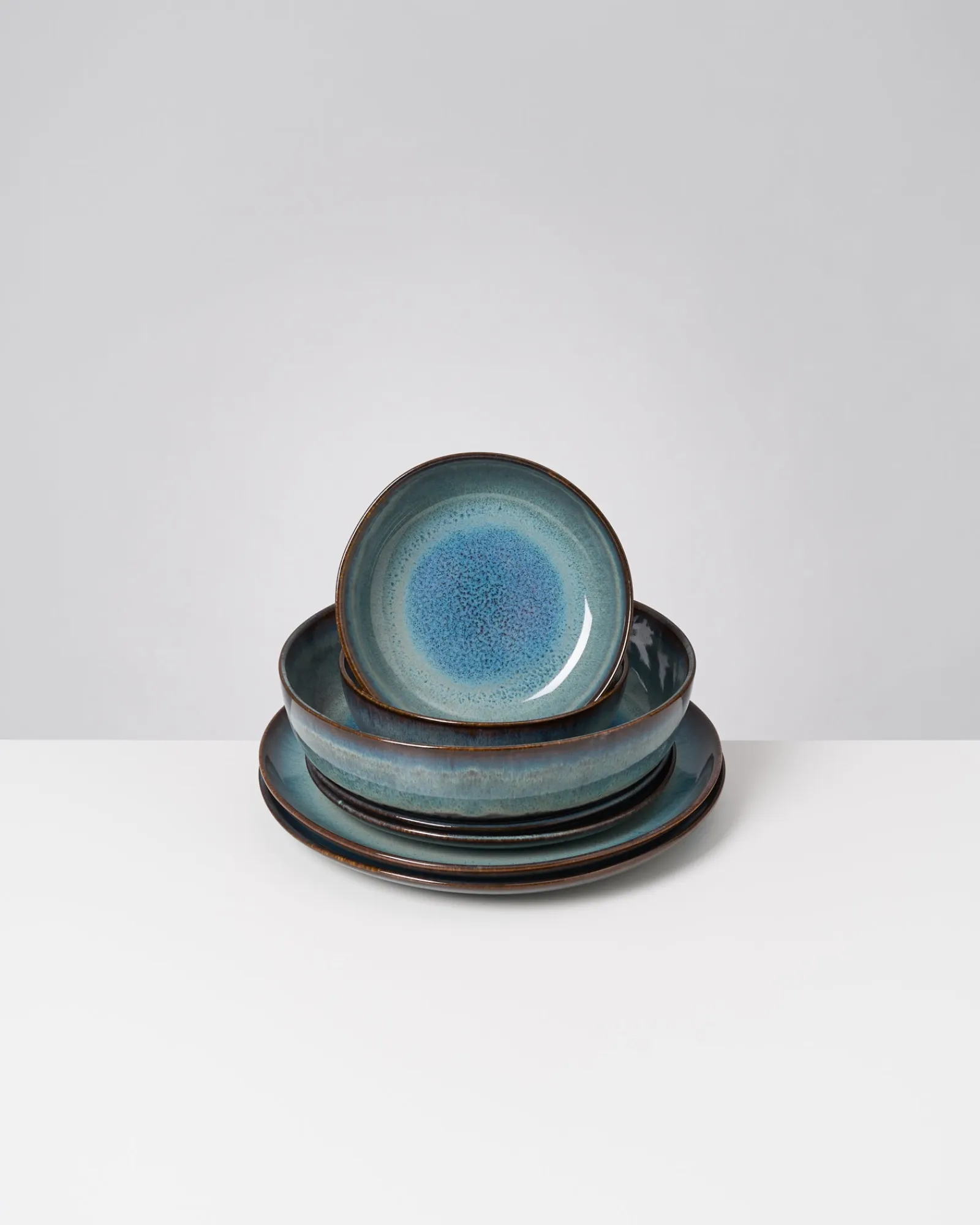 Hot Madeira Geschirr-Set modern grünblau 7-teilig Geschirrset Für 2 Personen