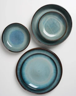 Hot Madeira Geschirr-Set modern grünblau 7-teilig Geschirrset Für 2 Personen