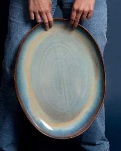 Madeira Servierplatte XL oval grünblau Servierplatten