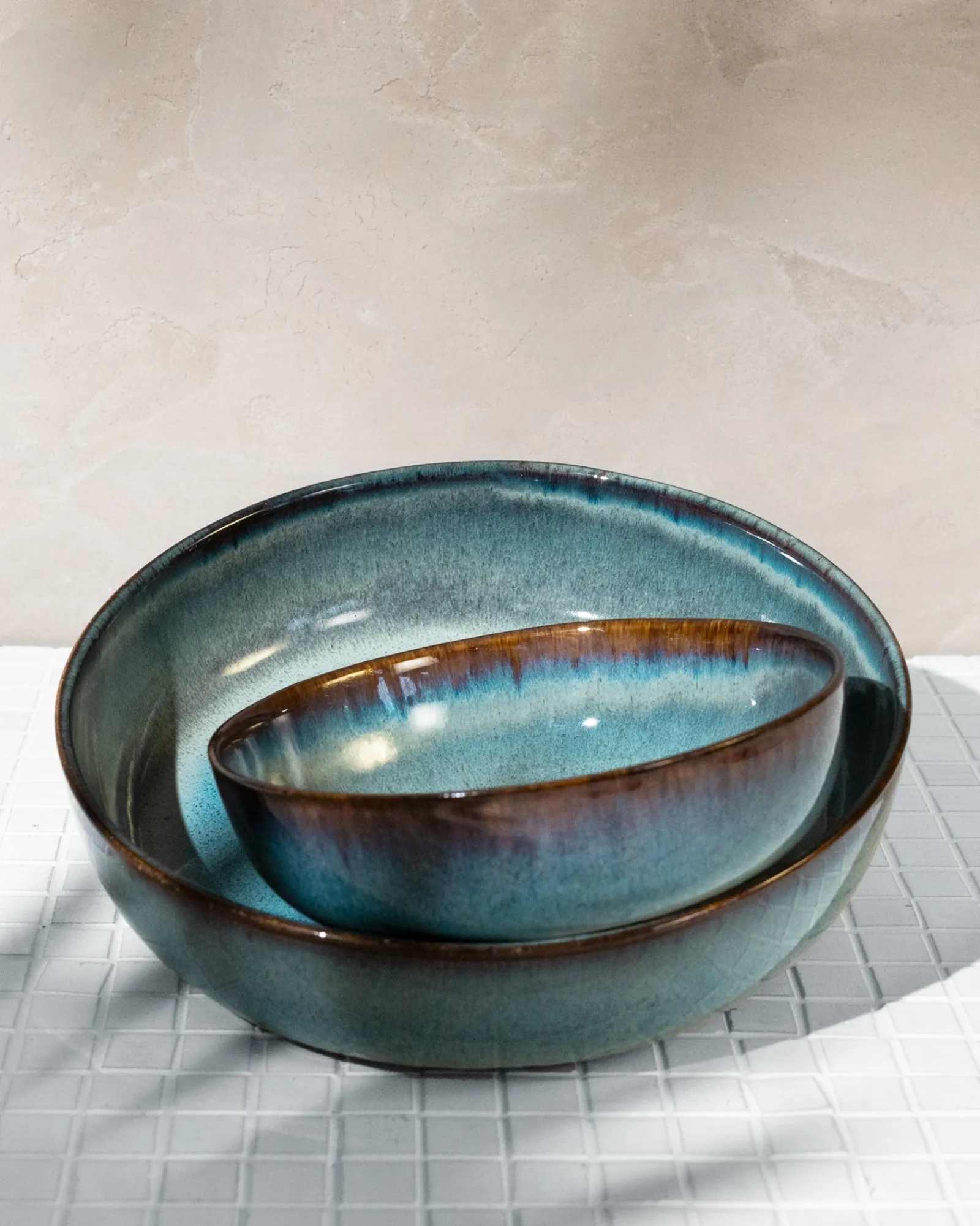 Madeira Servierschale klein modern grünblau Obstschalen|Servierschalen