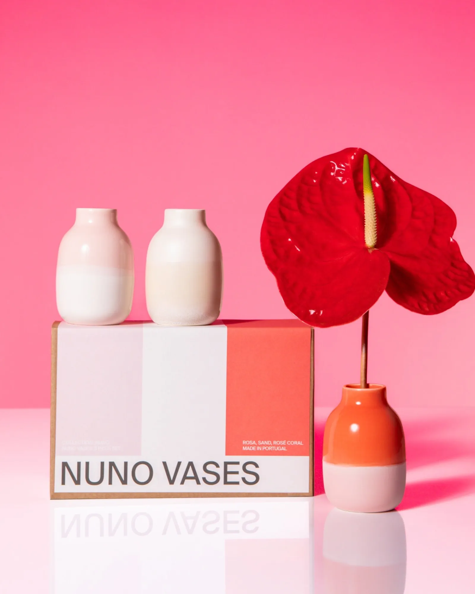 Outlet Nuno - Vase Set of 3 pink sand coral Mittlere Vasen