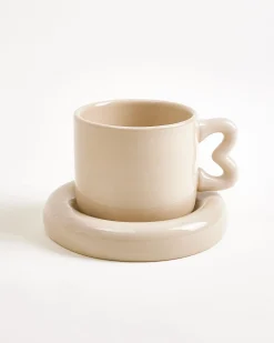 Outlet Seia mug with heart & saucer Kleine Tassen|Cappuccinotassen