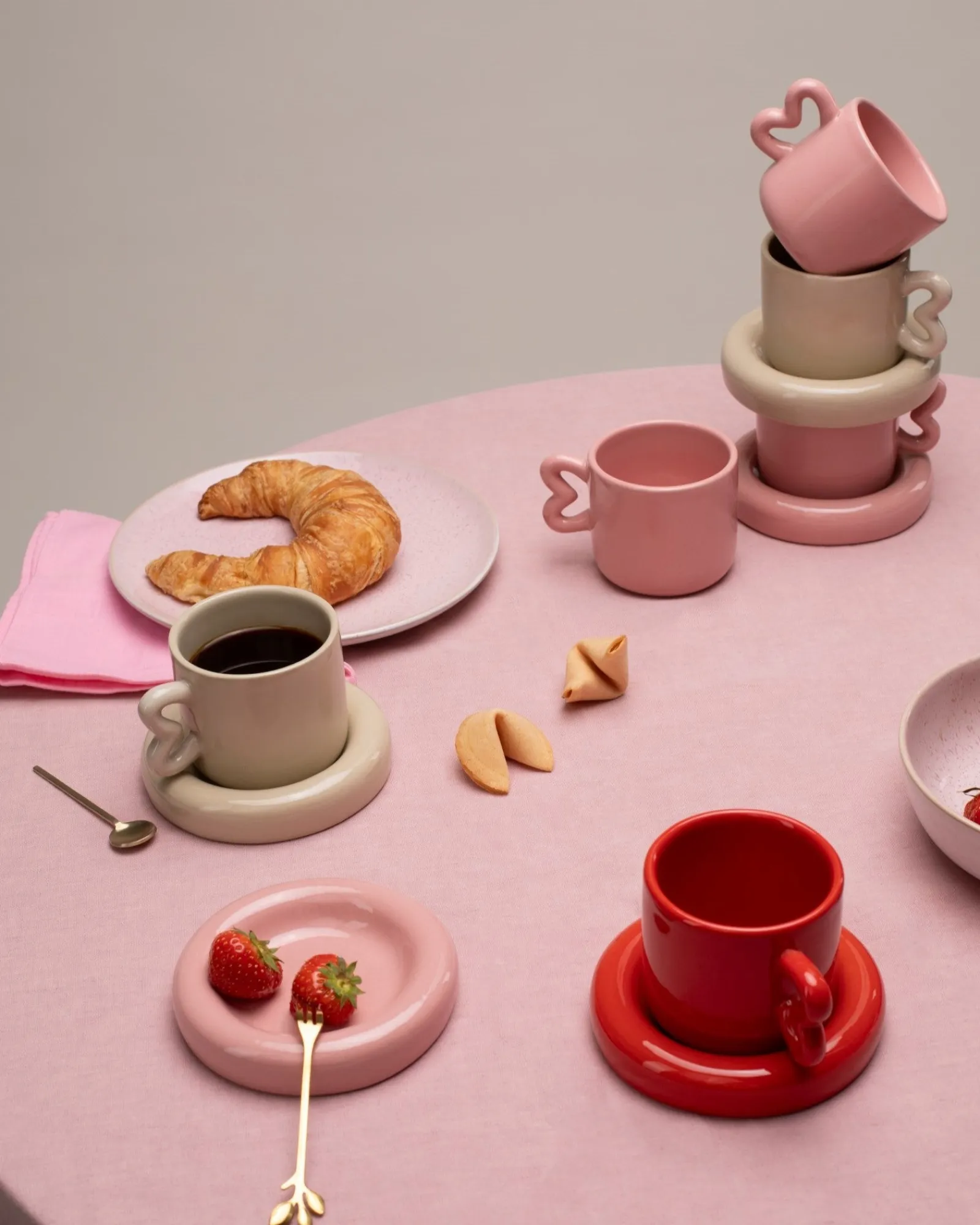 Outlet Seia mug with heart & saucer Kleine Tassen|Cappuccinotassen